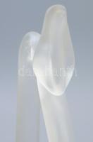 Stilizált madár savmaratott üveg asztaldísz, m: 24,5 cm