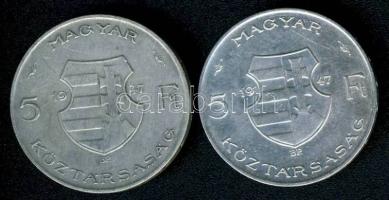 1947. 5Ft Ag "Kossuth" (2x) T:2/3,3