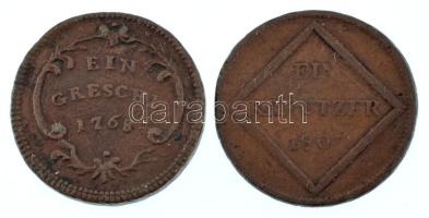Csehország / Történelmi tartomány 1768. 1 Garas Cu + Osztrák Államok / Salzburg 1805. 1kr Cu "F...