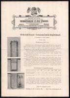 cca 1900-1910 Wertheim F. és Társa m. kir. udvari szállítók teherfelvonó ismertető / reklám, középen hajtott, 38x27 cm