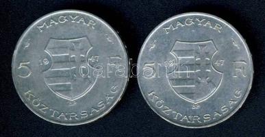 1947. 5Ft Ag "Kossuth" (2x) T:2/3,3 ph