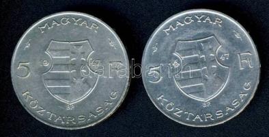 1947. 5Ft Ag "Kossuth" (2x) T:2/3,3 ph