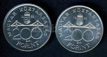 1992-93. 200Ft Ag "MNB" (2x) T:BU,2