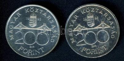 1992-93. 200Ft Ag "MNB" (2x) T:BU,2 ph