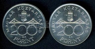 1992-93. 200Ft Ag "MNB" (2x) T:BU,2 kis ph