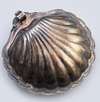 Ezüstözött kaviárkínáló, üveg betéttel, 12x12 cm