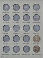 Amerikai Egyesült Államok 1999-2007. 1/4$ "50 állam" Cu-Ni (38xklf) 2db sérült karton gyűj...
