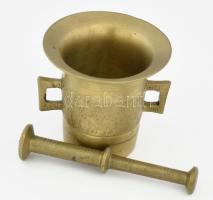 Bronz mozsár, m: 11,5 cm, törő h: 16 cm