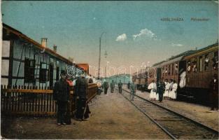 Királyháza, Korolevo, Královo nad Tisou; vasútállomás, pályaudvar, gőzmozdony, vonat. Vasúti levelezőlapárusítás 245. / railway station, locomotive, train (EK)