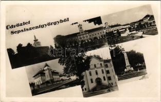 1943 Sepsiszentgyörgy, Sfantu Gheorghe; mozaiklap. Bogdán Rajcs Andor kiadása / multi-view postcard