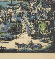 Török Endre (1926-1980): Duna. Színes linómetszet, papír, jelzett, számozott (100/3), üvegezett fake...