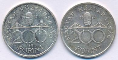 1992. 200Ft Ag "MNB" (2x) T:XF patina Adamo F13