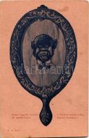 Ketten vagytok, barátom, mi tagadás benne, a tükörből mondd nekem, magadra ismersz? Humoros lap majommal (EK)