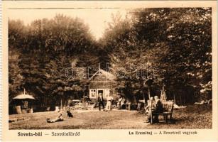 Szovátafürdő, Baile Sovata; La Eremitaj / A Remeténél, vendéglő. Eugen Vas kiadása / park restaurant (gyűrődés / crease)