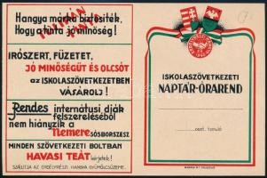 1942 Iskolaszövetkezeti naptár-órarend az 1942-1943. tanévre