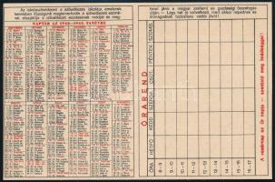 1942 Iskolaszövetkezeti naptár-órarend az 1942-1943. tanévre