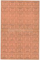 ~1945. 50P értékű "Független Kisgazda, Földmunkás és Polgári Párt" párttagsági bélyeg, teljes ív (összesen 50db) T:VF