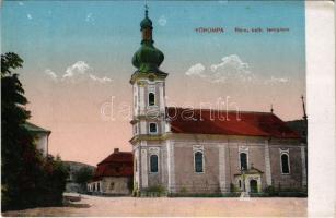 Korompa, Krompach, Krompachy; Római katolikus templom / Catholic church (apró szakadás / tiny tear)