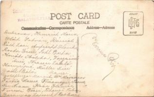 Balatonlelle, nyaralók csoportképe korabeli fürdőruhákban. Szitovszky Jánosné fényképész, photo (fl)