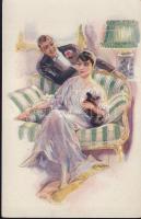 Italian art postcard, Couple, Erkal No. 318/4. s: Usabal (fa)