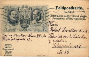 1914 Ferenc József és II. Vilmos császár tábori posta / Franz Joseph and Wilhelm II. Viribus Unitis Feldpostkarte (EK)