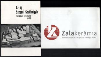 1976 Az új Szegedi Szalámigyár (Pick) fontosabb jellemzői, adatai, ismertető prospektus, 8 p. + 2017 Zalakerámia termékkatalógus, a címlapon bejegyzésekkel, 227 p.