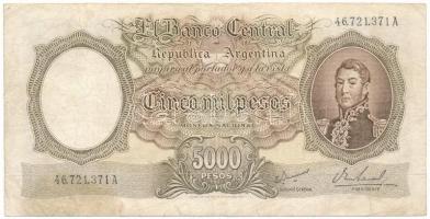 Argentína 1967-1969. 5000P T:VG folt, kis szakadás Argentina 1967-1969. 5000 Pesos C:VG spot, small tear Krause P#280