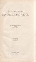 Hirth, [Friedrich] Frigyes:  Hirth Frigyes Tanítása a hiung-nukról. Ismerteti Némäti Kálmán. Budapest, 1913. Országi Központi Községi Nyomda Rt. 15 + [1] p. Egyetlen magyar kiadás. Friedrich Hirth (1845-1927) német sinológus. Kínában eltöltött vámügyi tisztviselői évtizedei után az orosz, amerikai, magyar és számos más akadémia tagjai közé választotta. 1900 környékén Thomas William Kingsmill brit gyarmati képviselővel, geológussal parázs tudományos vitába keveredett, a hunok kínai kapcsolatrendszere ügyében. Friedrich Hirth a vitában azt az álláspontot képviseli, hogy Kína törökös népei, a hiung-nu csoport nem csupán egységes népet képvisel, hanem közös tőről fakad az Európában hódító hunokkal. A dolgozat Kingsmill ellenérveit szereli le, a Hirth-Kingsmill-vita magyar ismertetésére pedig magyar őstörténeti vonatkozásai miatt került sor. Példányunk első repülő előzéke hiányzik. Aranyozott, vaknyomásos korabeli egészvászon kötésben. Jó példány.