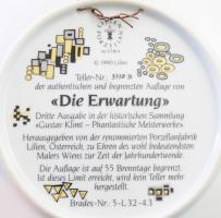 1990 Lilien dísztányér, Gustav Klimt: Die Erwartung című festményének reprodukciójával, jelzett, d: ...