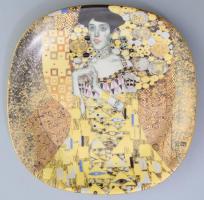 1990 Lilien dísztányér, Gustav Klimt: Portrait of Adele Bloch-Bauer című festményének reprodukciójával, jelzett, d: 22 cm