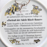1990 Lilien dísztányér, Gustav Klimt: Portrait of Adele Bloch-Bauer című festményének reprodukciójáv...