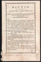 1791 Dictio primatis Josephi a Batthyan in sessione diaetali quinta... Posonii, Landerer. 4p.