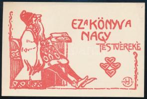 Haranghy Jenő (1894-1951): Ez a könyv a Nagy testvéreké (szecessziós ex libris), klisé, papír, jelzett a klisén, 7,5x12 cm