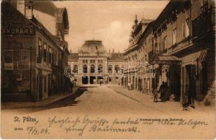 1904 Sankt Pölten, Kremsergasse zum Bahnhof / street view, railway station, hotel, shops