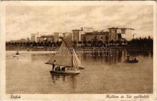 1926 Siófok, Hullám és Sió szállodák, vitorlás (EK)