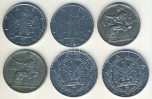 Olaszország 1922-1940. 1L (4x) 2 klf db + 2L (2x) T:2,3