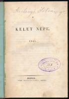 Széchenyi István, gróf: A Kelet népe 1841. Pesten, 1841. Trattner-Károlyi. 387 + (1) p. Első kiadás! Széchenyi talán legnagyobb vihart kiváltó munkája. Kossuth még ugyanebben az évben válaszolt Felelet című munkájában. A kor olyan neves politikusai közül is számosan megszólaltak Kossuth mellett, mint Wesselényi, Deák és Eötvös József, sőt még a Széchenyi feltétlen hívének számító Fáy András is bírálta emiatt mentorát. Kettejük vitája egészen 1848-ig tartott.Későbbi félvászon kötésben