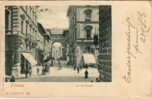 1899 (Vorläufer) Firenze, La via Strozzi / street view, Hotel Helvetia Suisse (EK)