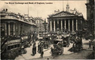 London, The Royal Exchange and Bank of England, double-decker buses