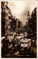 1933 London, Cheapside, double-decker buses (EK)