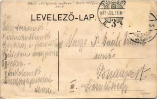 1907 Baja, Vörösmarty utca, Központi szálloda. Wurmfeld Gyula kiadása (ázott / wet damage)