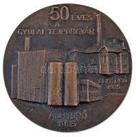 1985. "50 éves a Gyulai Tejporgyár Dehydró 1935. - Anhydró 1985." egyoldalas bronz emlékplakett díszdobozban "K35" jelzéssel (72mm) T:AU