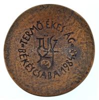 1984. "TÜSZ SZT - Termő Ékes Ág - Békéscsaba" kétoldalas bronz emlékplakett (52mm) T:AU pa...