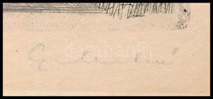 Gy. Molnár István (1933-2010): Utcarészlet (Szentendre?). Rézkarc, papír, jelzett. Apró elszíneződés...