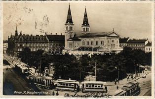 Wien, Vienna, Bécs; Keplerplatz / square, tram (glue marks)