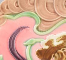 Körmöcbánya szecessziós orchidea mintás falitányér, jelzés nélkül, mázkopással, d: 17,5 cm