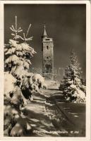 1942 Mariazell, Bürgeralpe, Aussichtswarte / lookout tower in winter. Foto-Anstalt J. Kuss (EK)