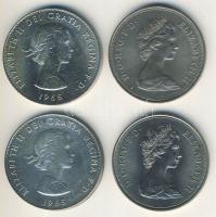 Nagy-Britannia 1965. 1C "Churchill" (2x) + 1977. 25p "Ezüstlakodalom" (2x) T:2