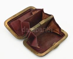 Antik Carlsbad kis tárca, kőberakásokkal, hiánnyal, h: 8 cm