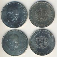 Nagy-Britannia 1965. 1C "Churchill" (2x) + 1977. 25p "Ezüstlakodalom" (2x) T:2
